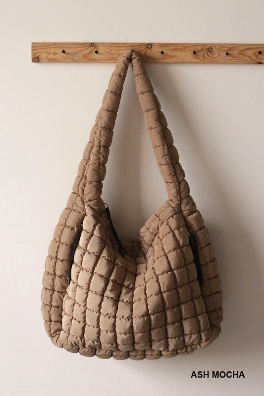 Ash Mocha Premium Oversized Quilted Bag