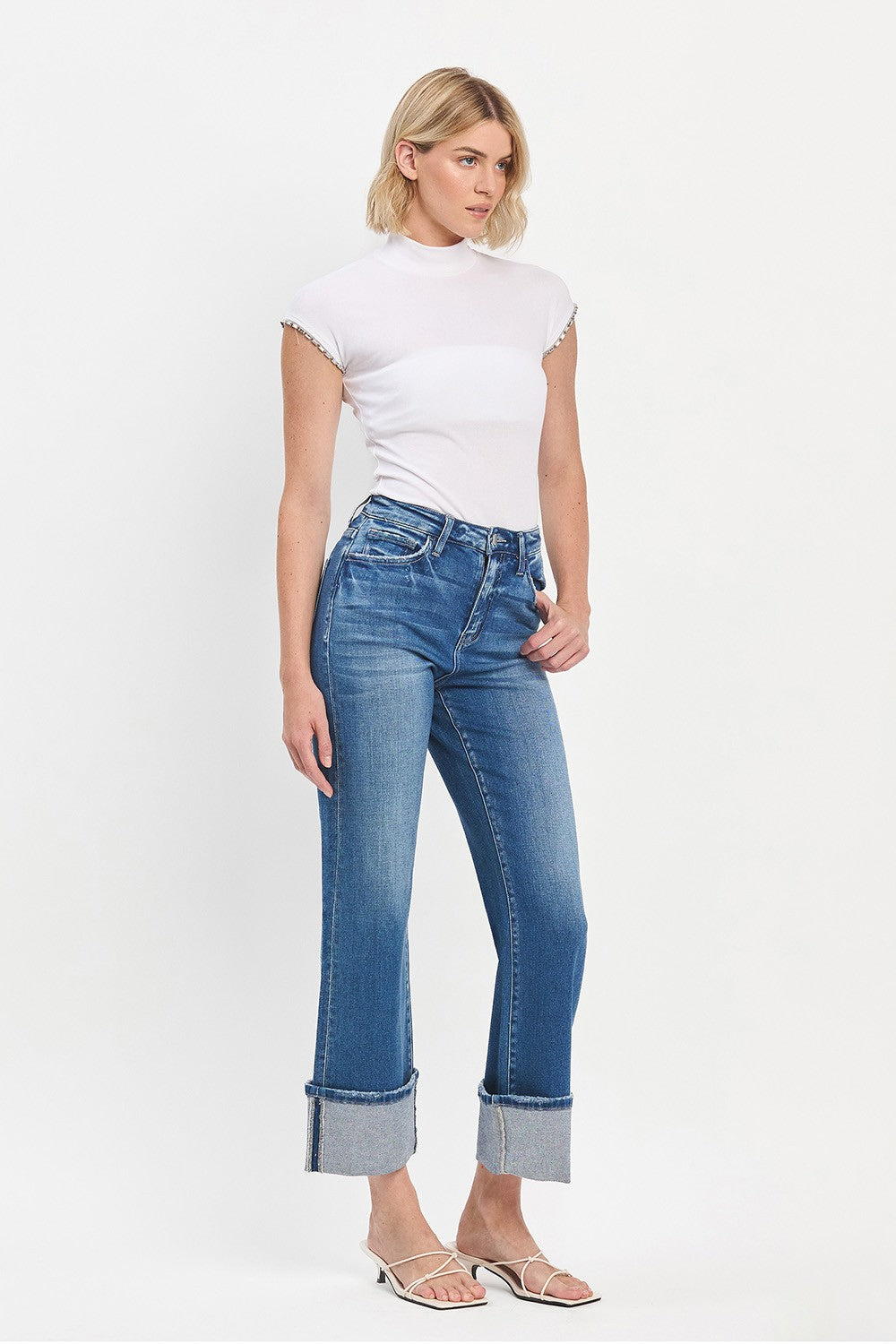 90's Vintage Cuffed Flare Jeans