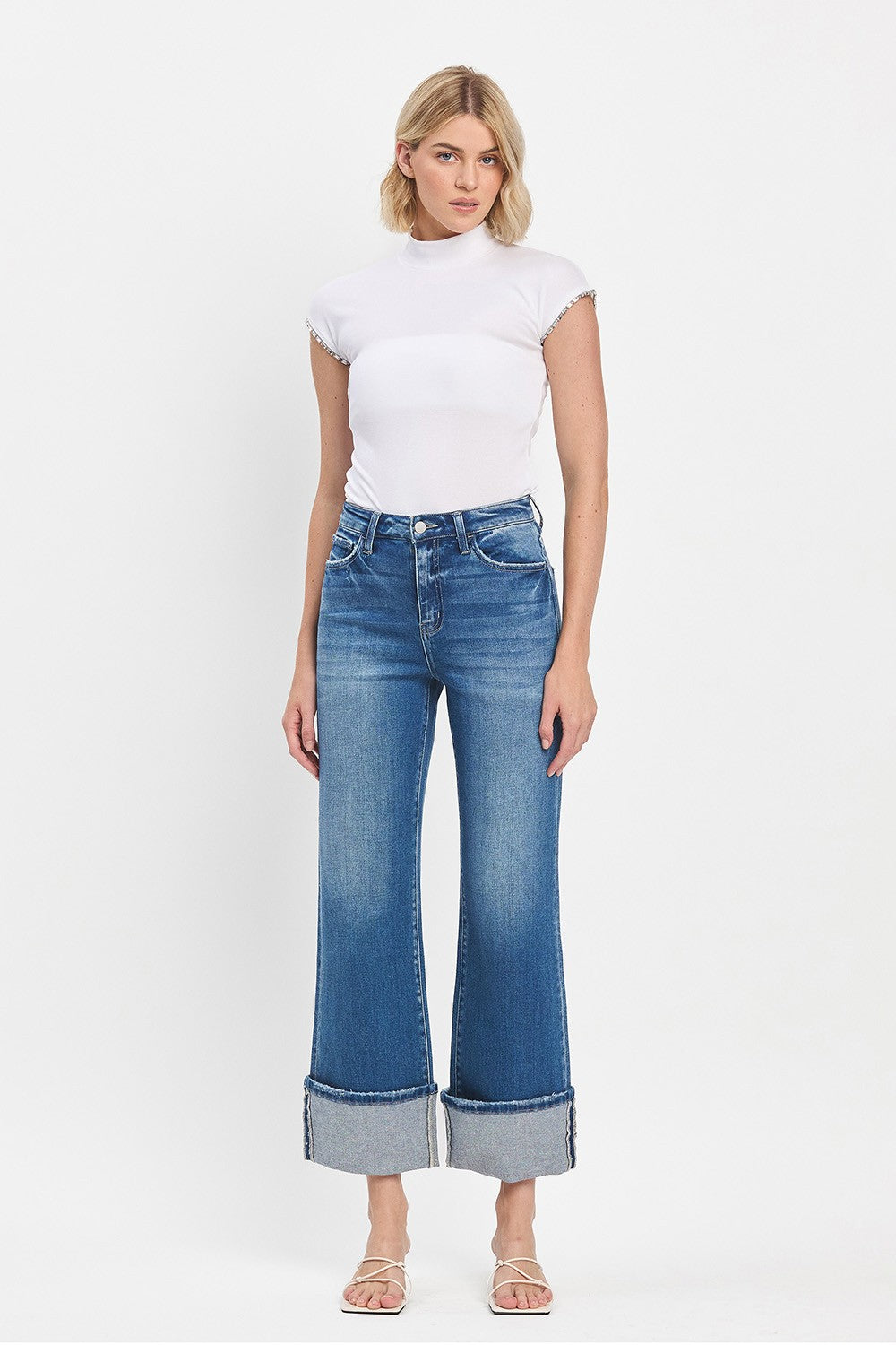 90's Vintage Cuffed Flare Jeans