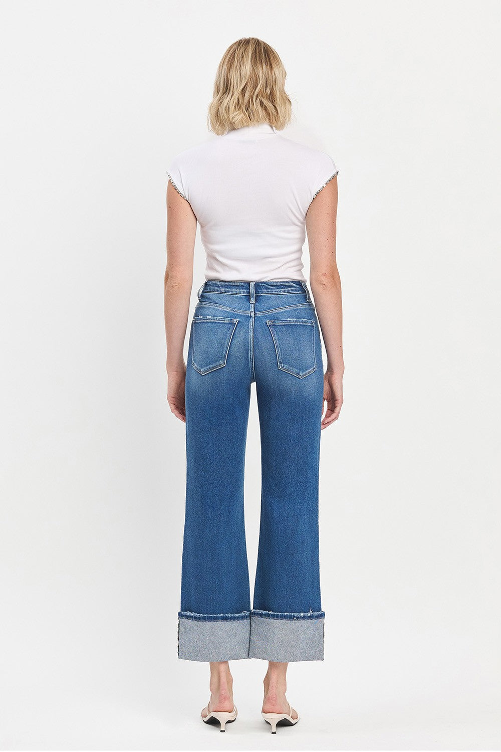 90's Vintage Cuffed Flare Jeans