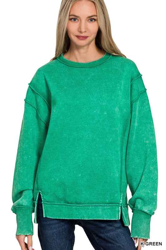 Kelly Green Acid Wash Sweatshirt