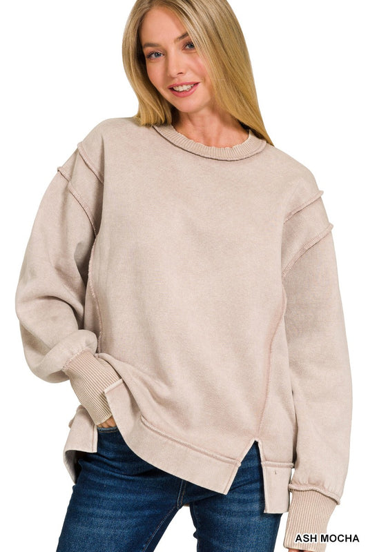 Khaki Acid Wash Sweatshirt