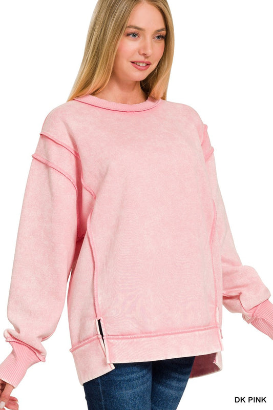 Pink Acid Wash Sweatshirt