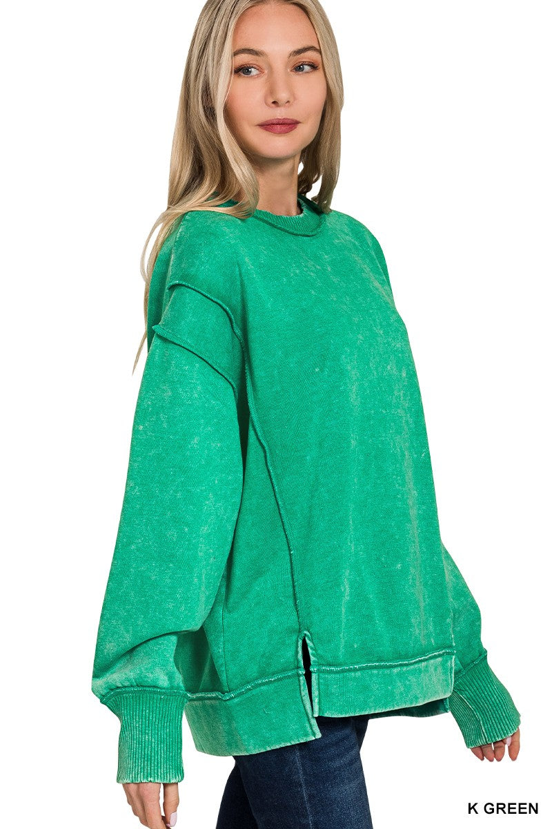 Kelly Green Acid Wash Sweatshirt
