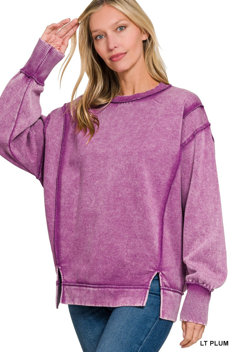 Light Plum Acid Wash Sweatshirt