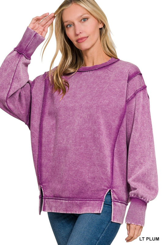 Light Plum Acid Wash Sweatshirt