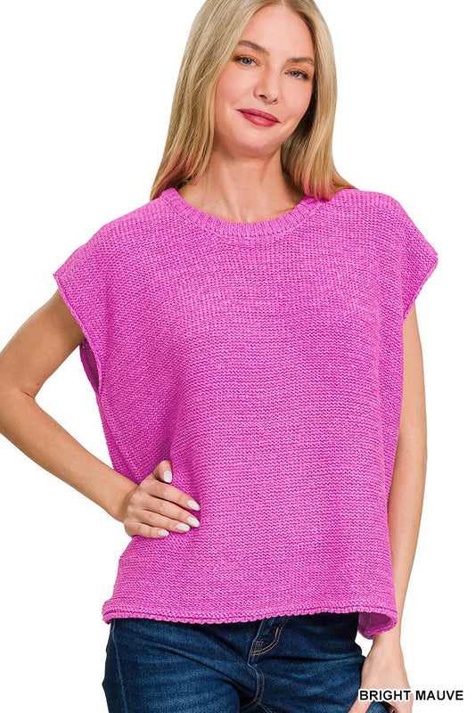 Oversized Crew Neck Sweater Top Pink