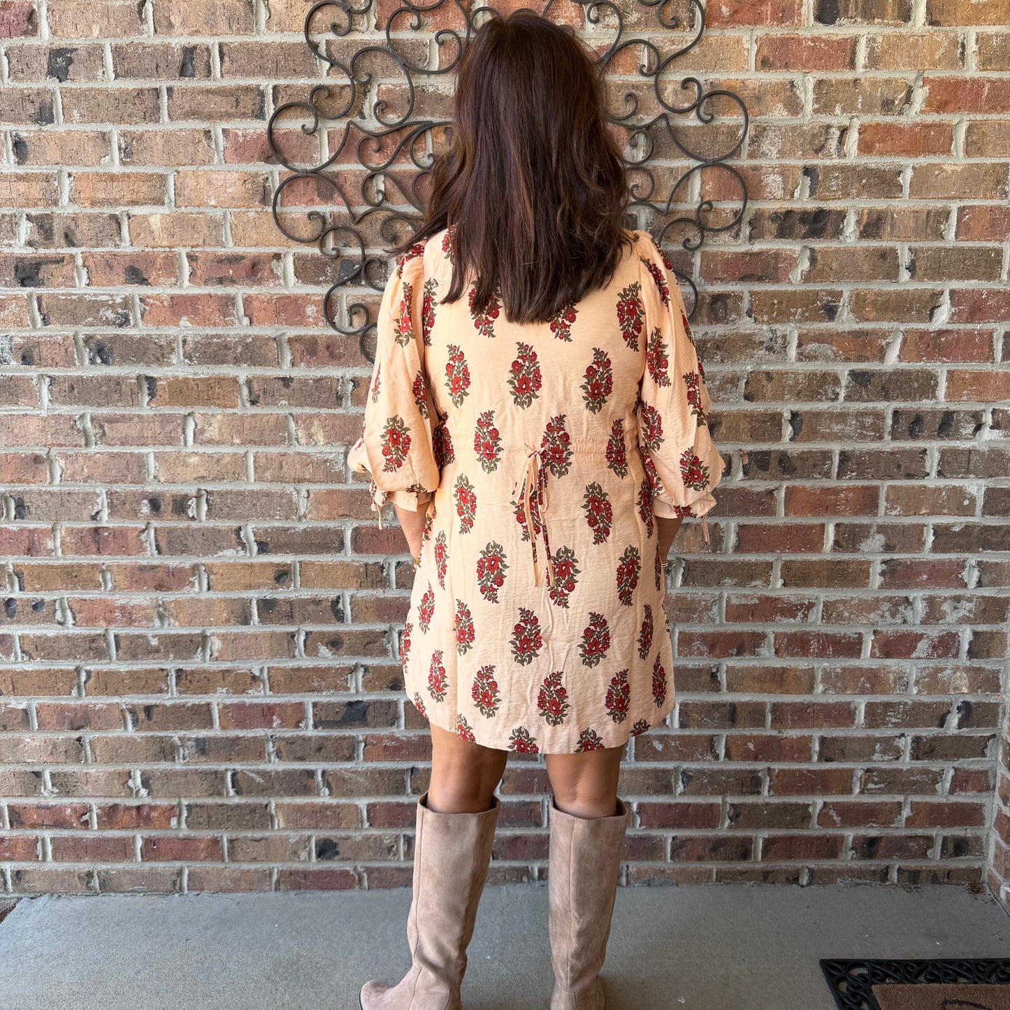 Floral Print Detailed Dress-Ivory