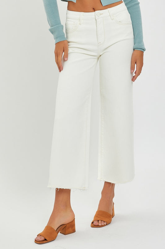 Risen Cream Crop Wide Leg Pant-Cream