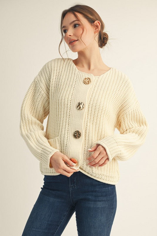 Cream Cardigan Long Sleeve
