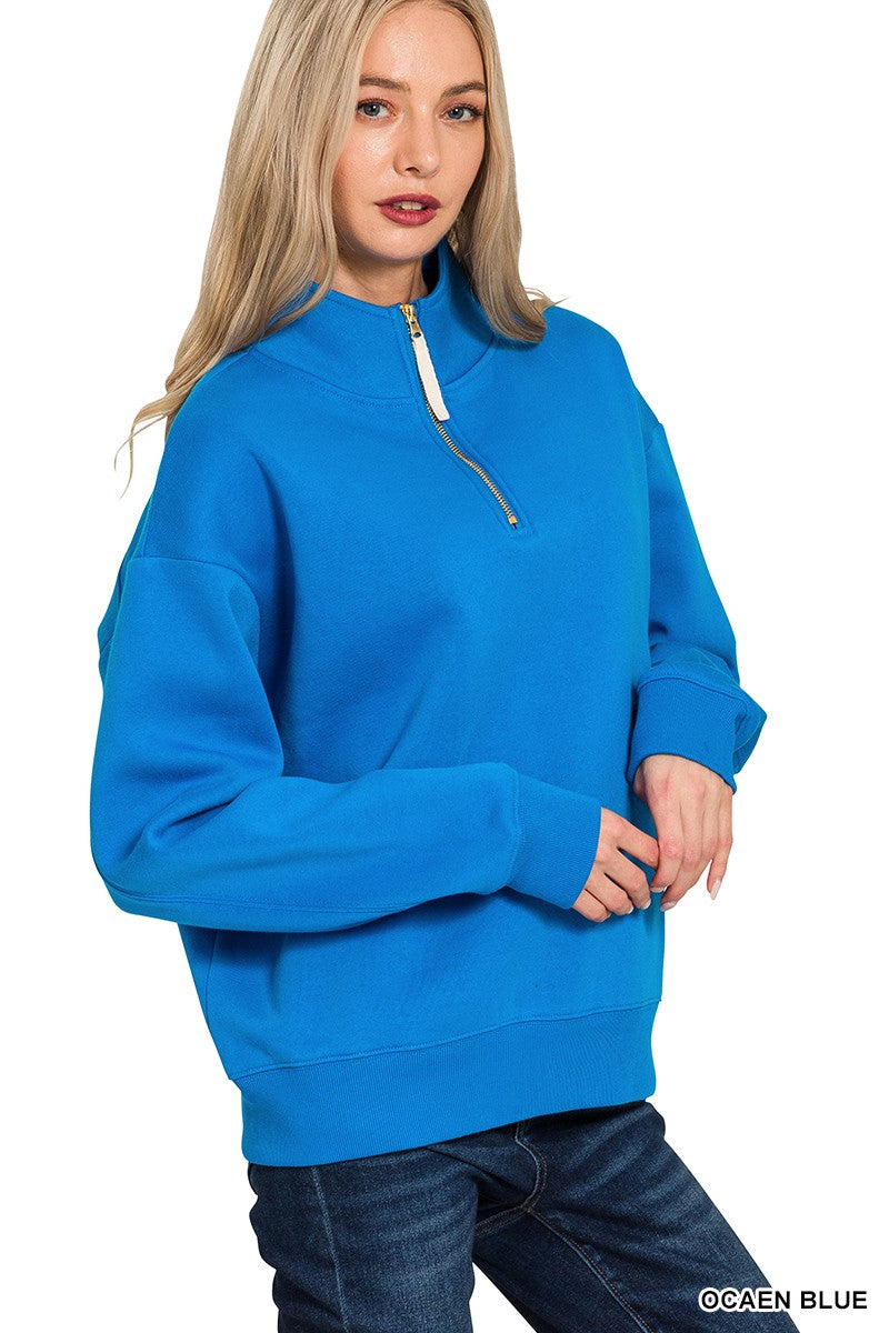 Ocean Blue Half Zip Pullover