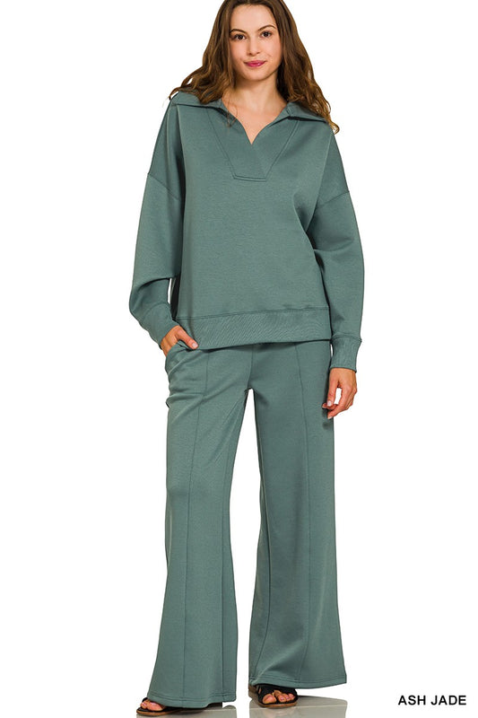 Ash Jade Scuba Collared Pullover Pants Set