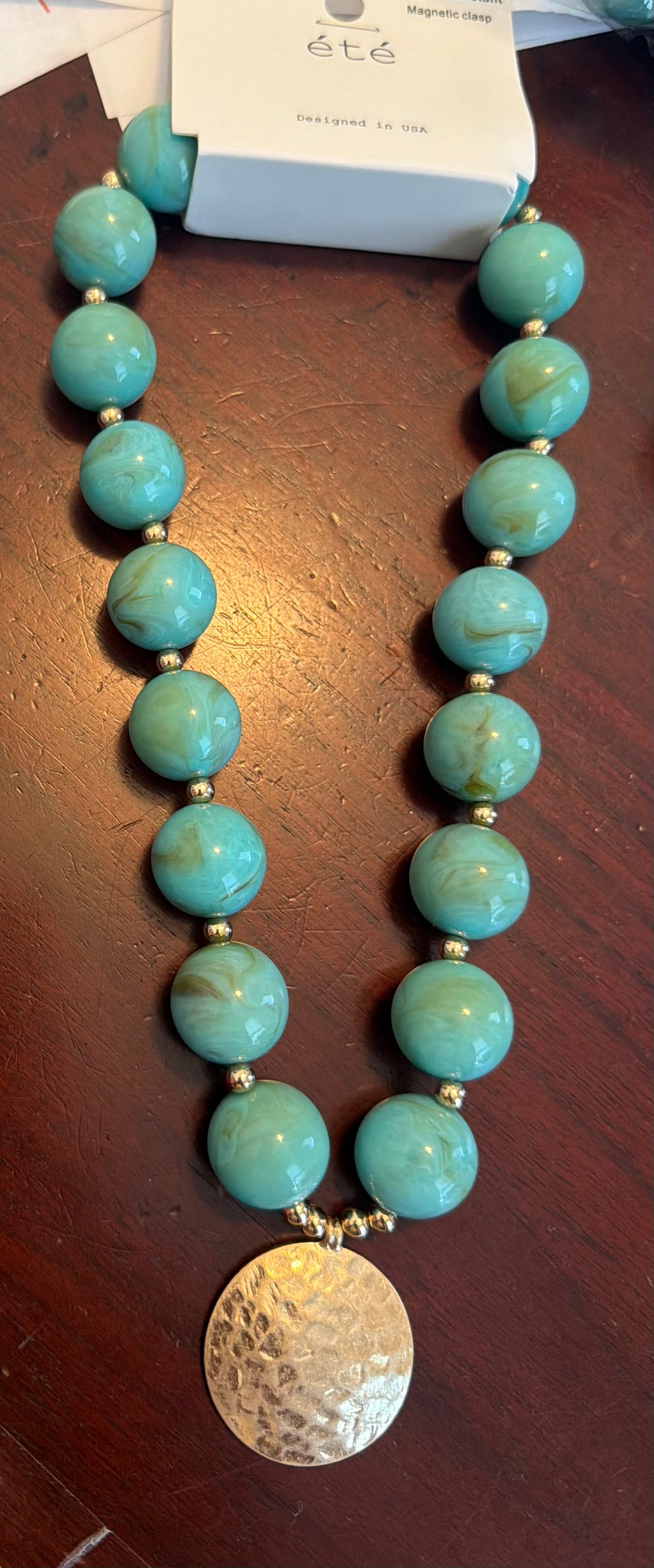 Betsy Bead & Metal Disk Necklace
