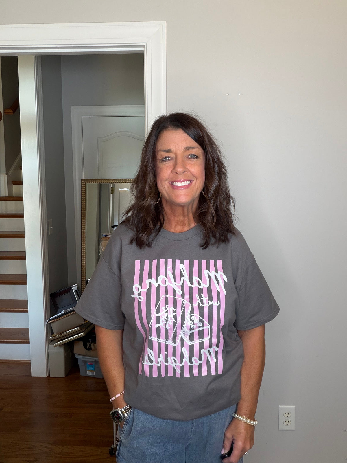 Mahjong Mahgirls T shirt-charcoal