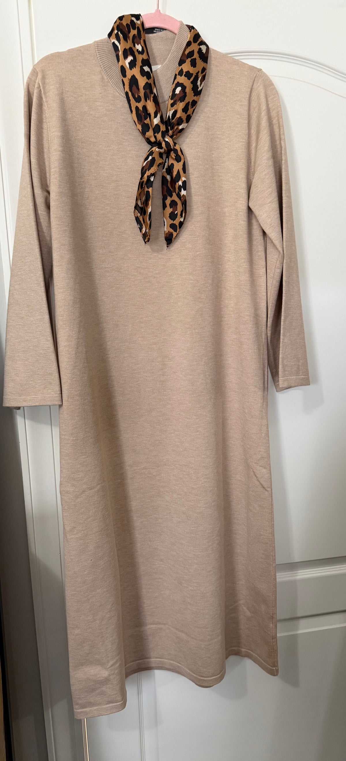 Mock Neck LS Maxi Dress Sand