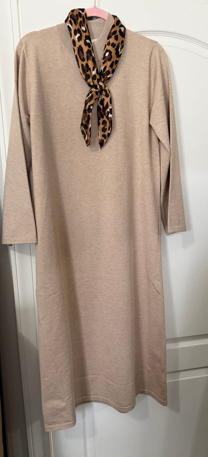Mock Neck LS Maxi Dress Sand