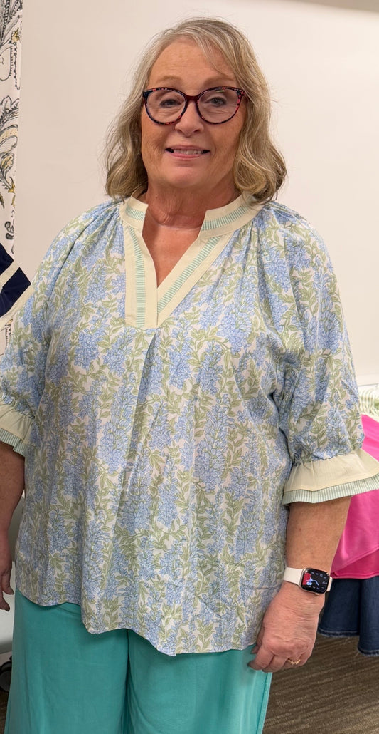 Spring Burst V Neck Top