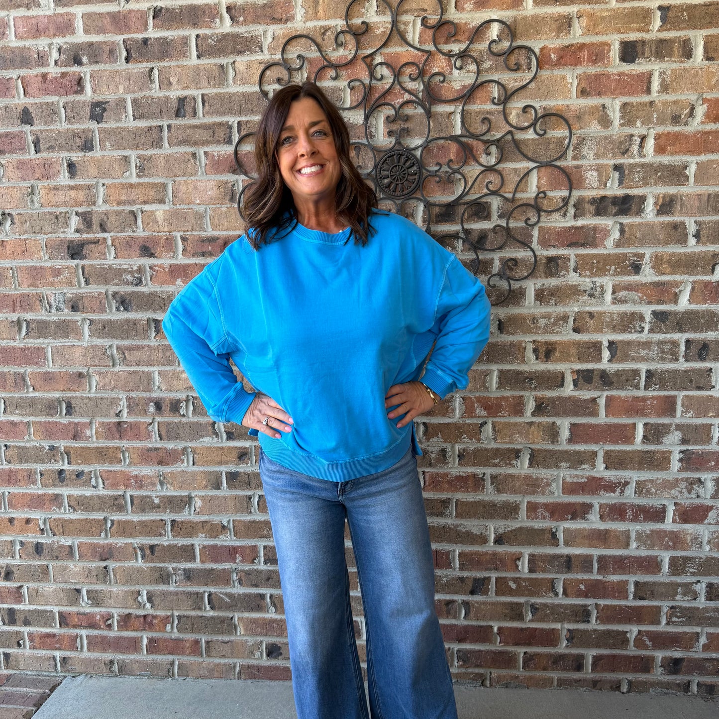 Plus Acid Wash Fleece Hi-low Hem Pullover