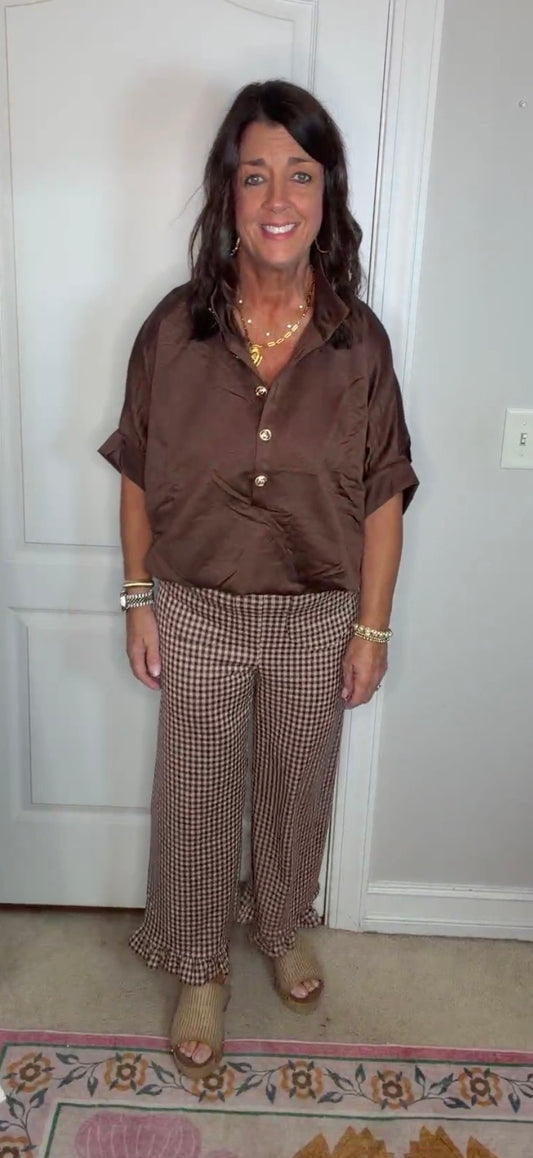 Lizzy Brown Short Sleeve Top-Brown