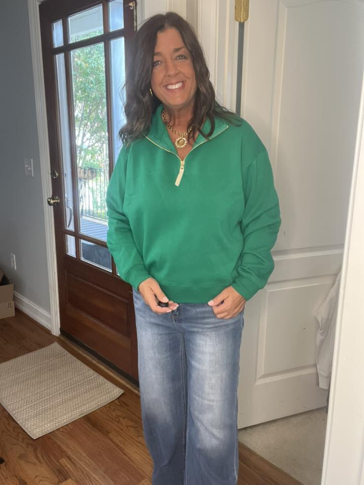 Kelly Green Fleece Half Zip Sweatshirt