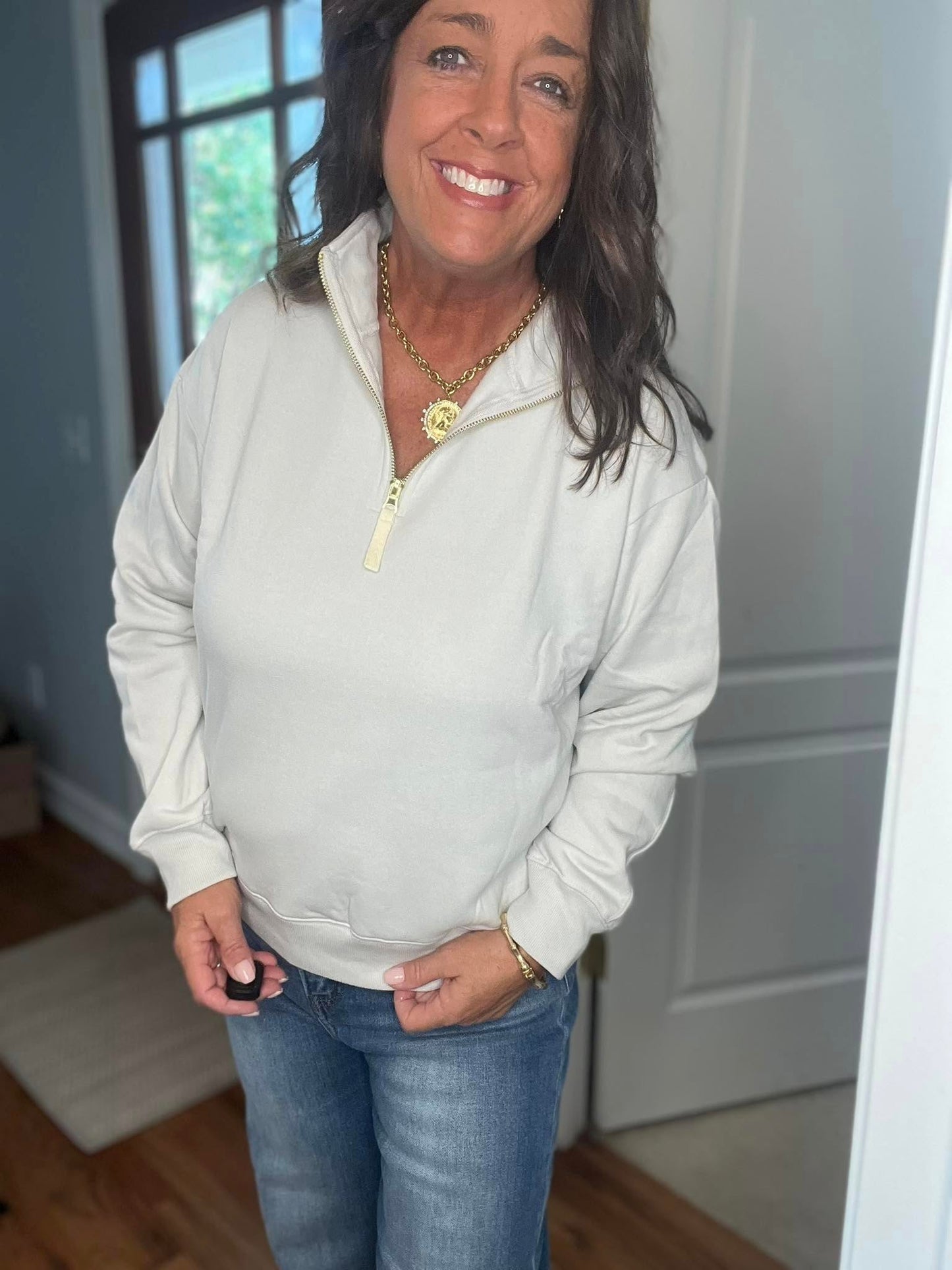 Bone Fleece Half Zip Sweatshirt