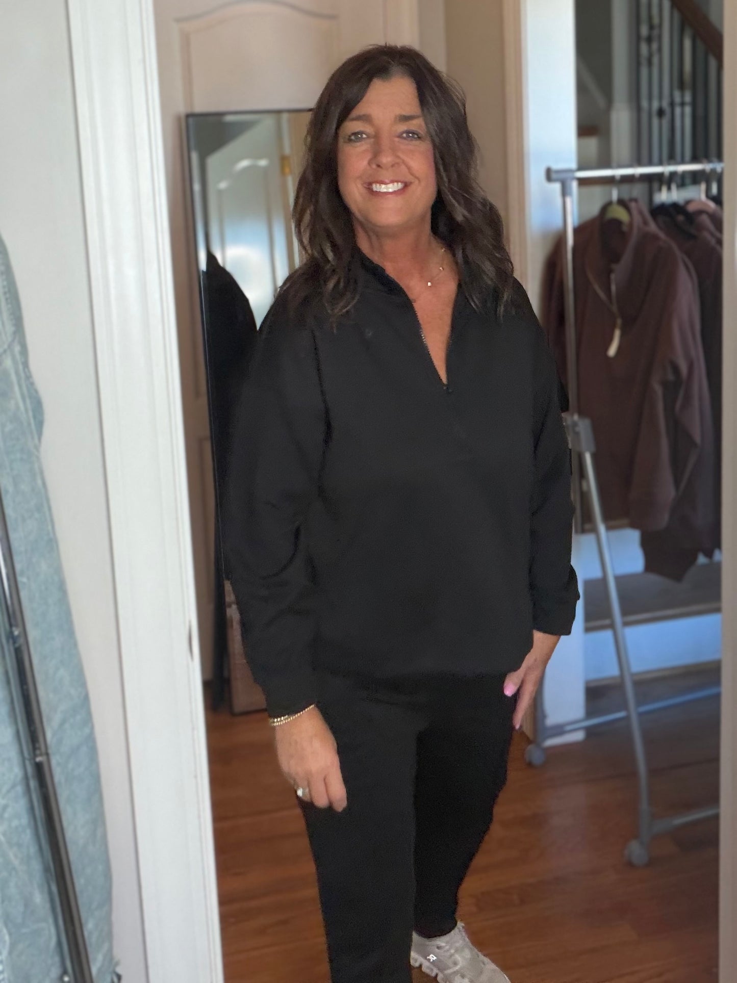 Black Scuba Half Zip Pullover & Jogger