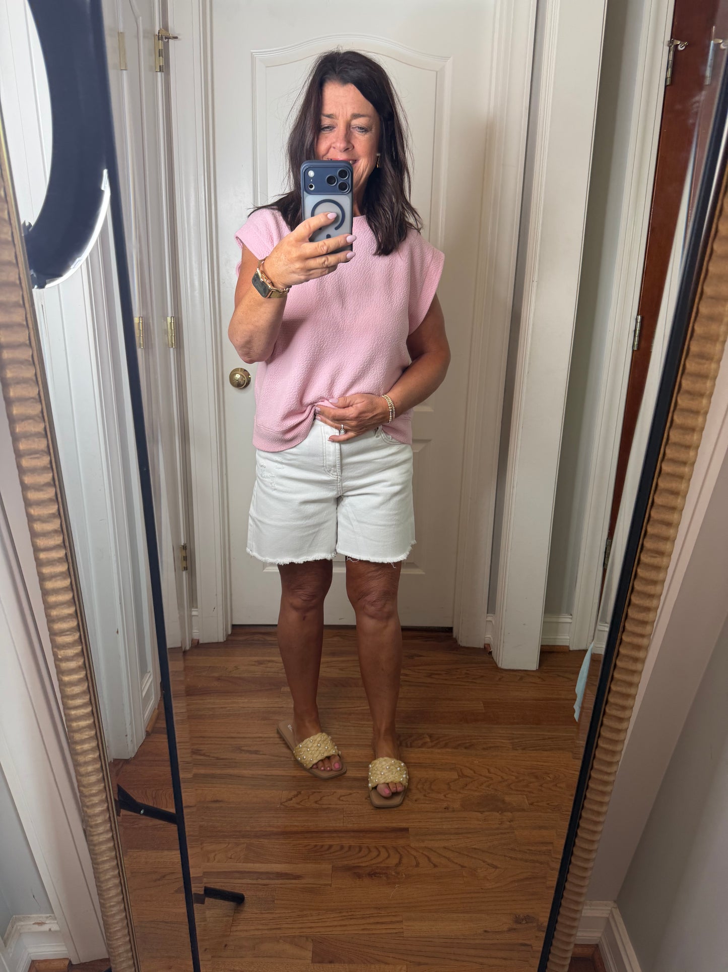 High Rise Distressed Frayed Hem Shorts