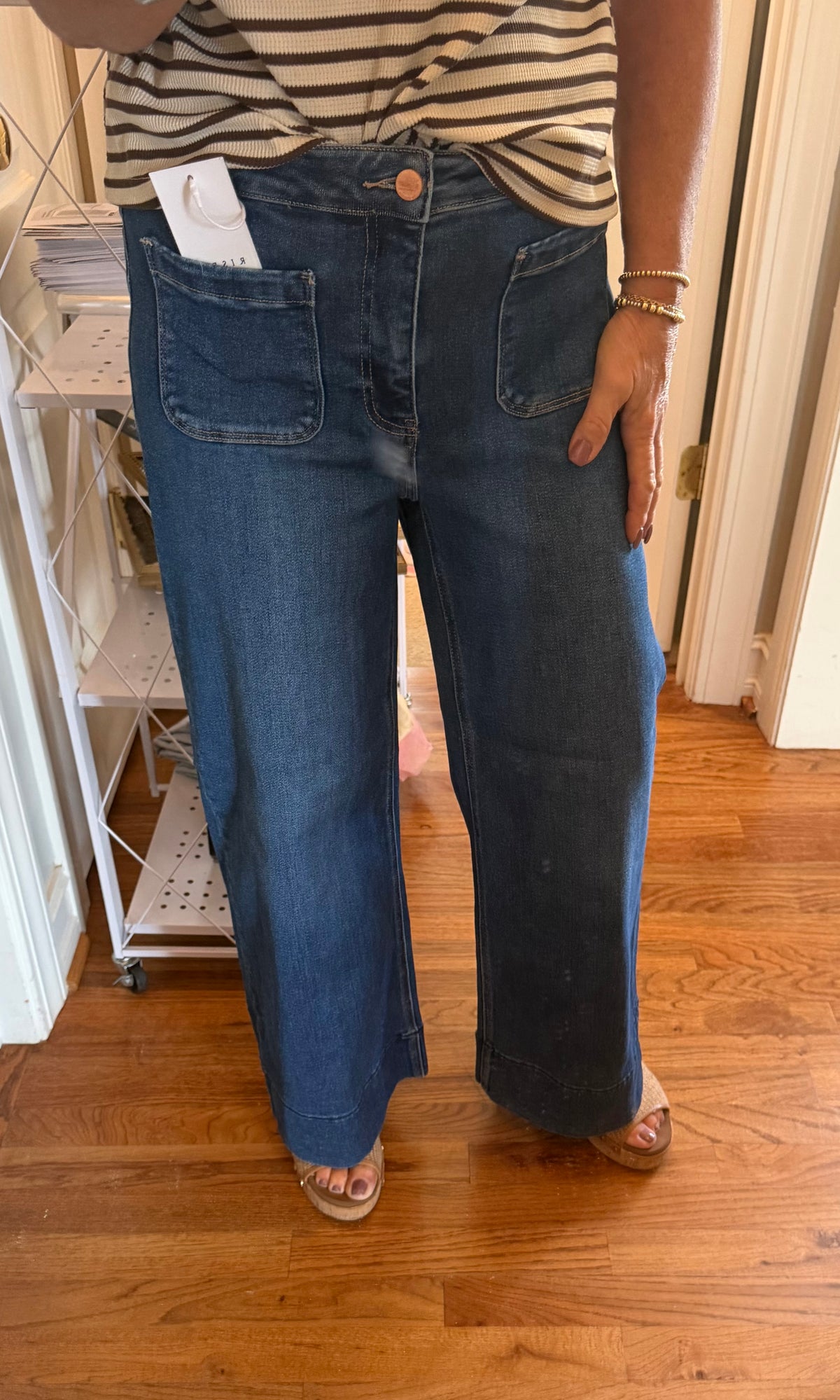 Risen High Rise Crop Wide Front Pocket Jeans