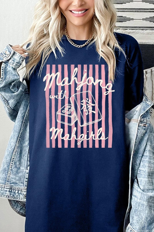 Mahjong Mahgirls T shirt-Navy