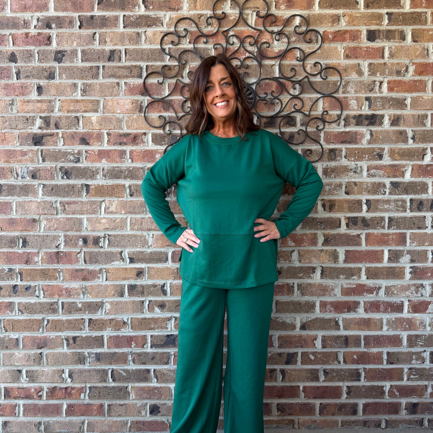 Hunter Green Scuba Top & Pants Set