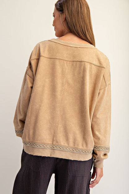 Mineral Washed Boot Motif Long Sleeve Sweatshirt