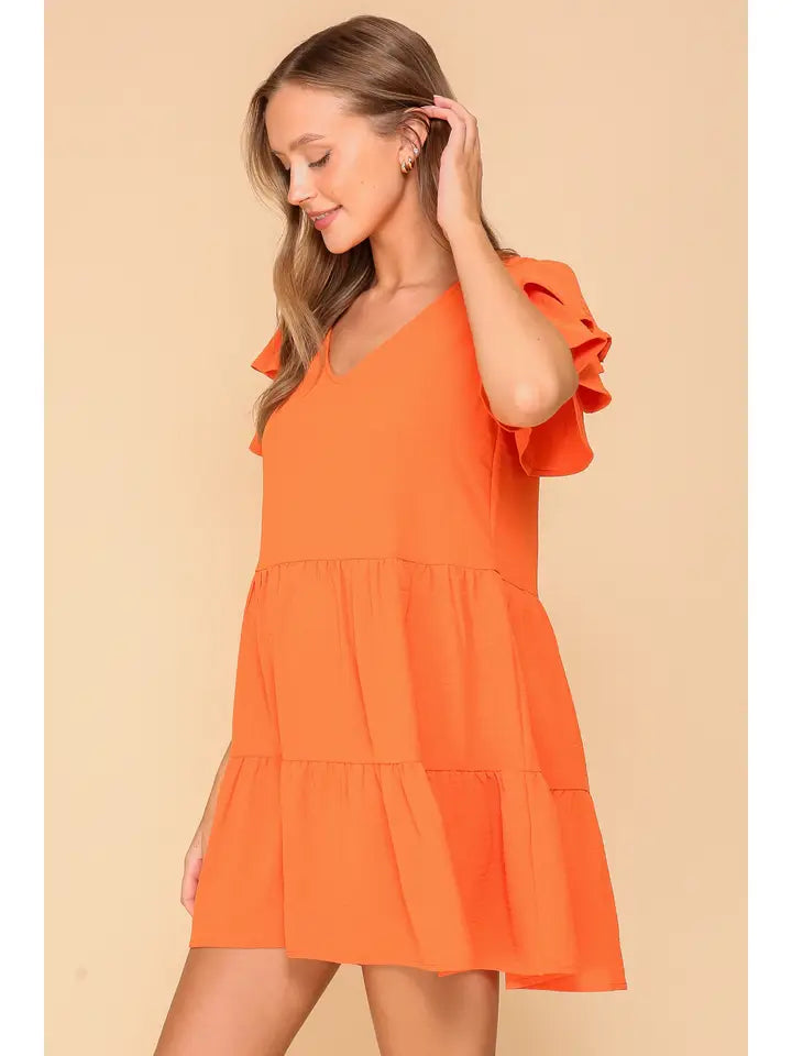 Orange Tiered Mini Dress