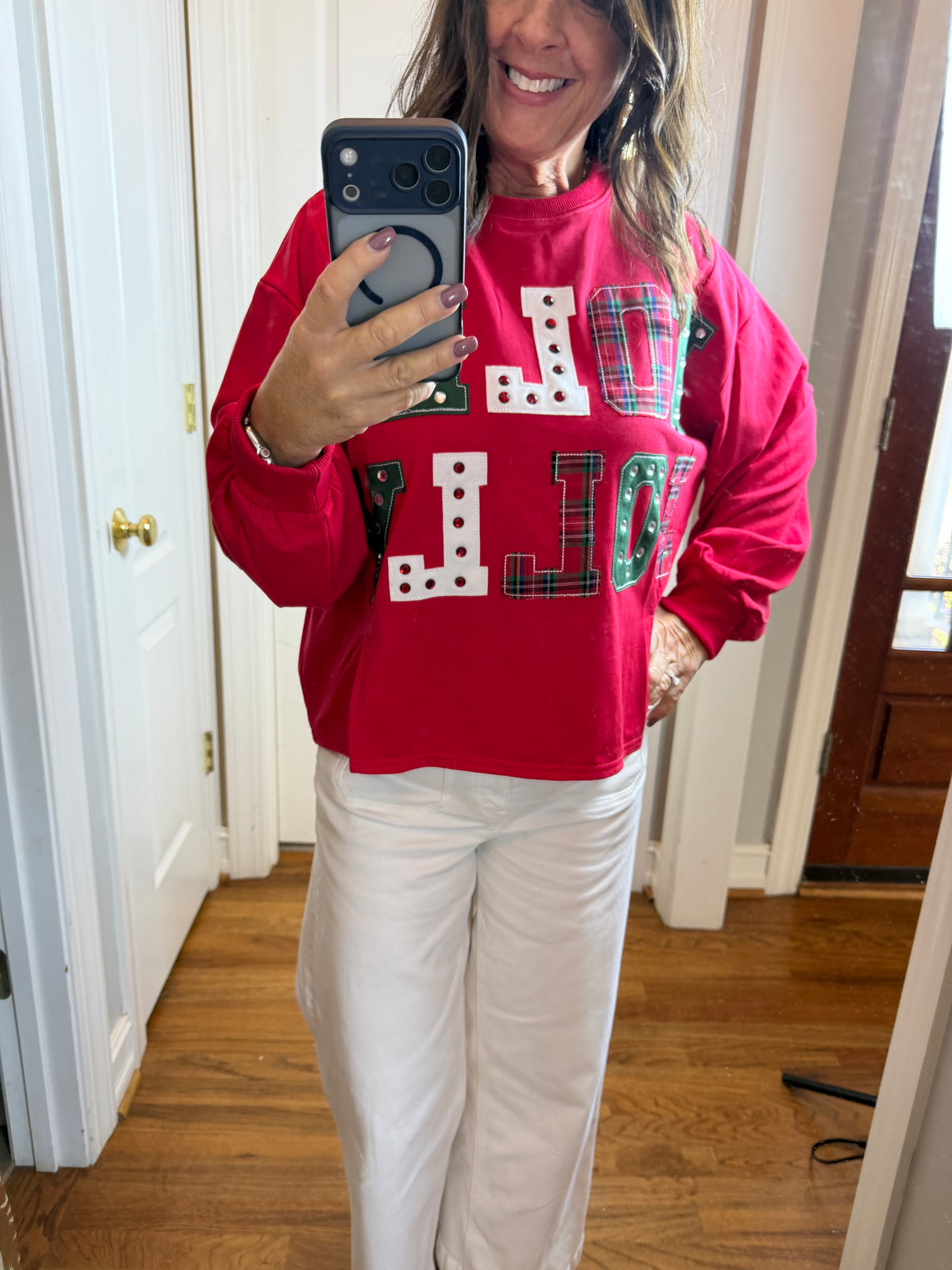 Main Strip Holly Jolly Patchwork Christmas Sweatshirt