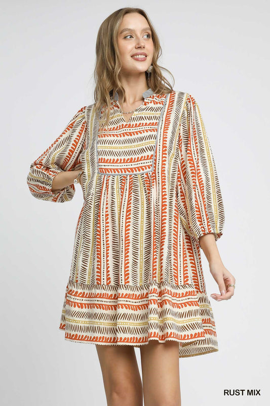 Aztec Print Mini Dress