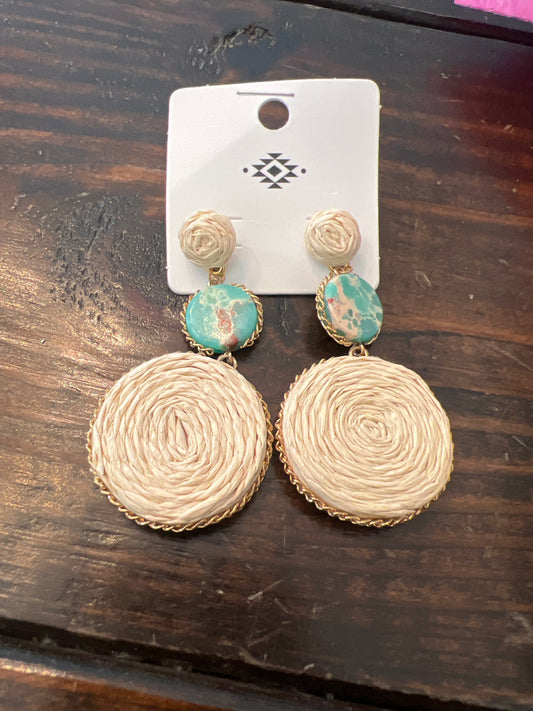 Cream & Turquoise Earrings