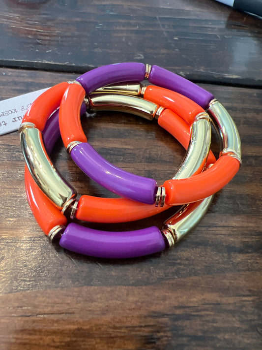 Orange purple gold bubble bracelet