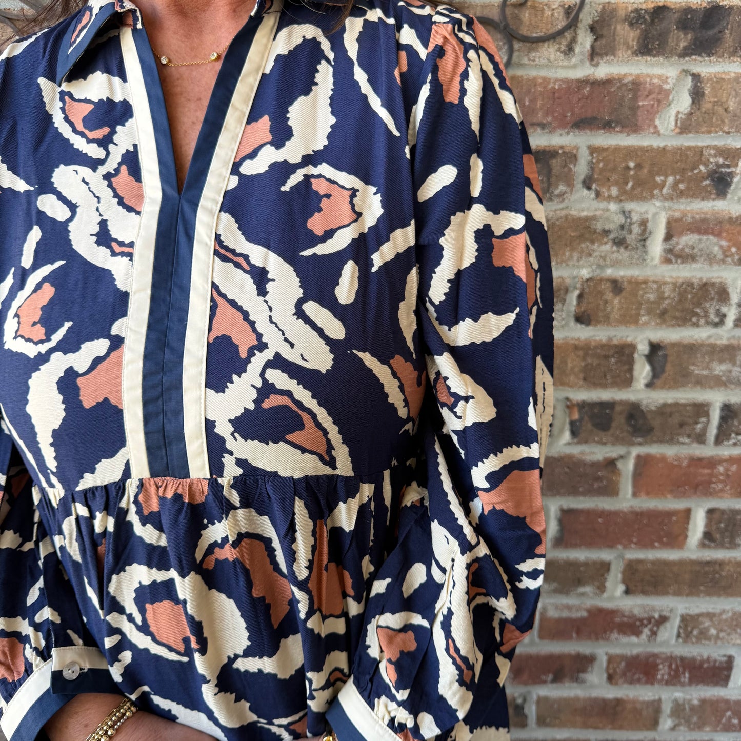 Navy Boho Midi Dress