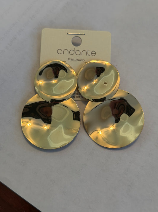 Betsy Textured  Disk 2 Drop Earrings