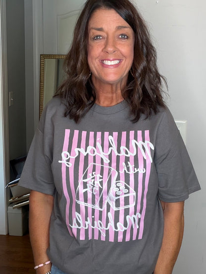 Mahjong Mahgirls T shirt-charcoal