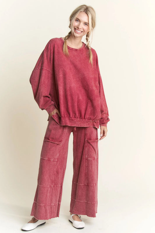 Burgundy MIneral Wash Pants