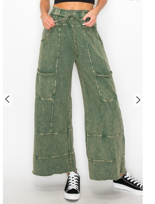 Olive Mineral Wash Pants