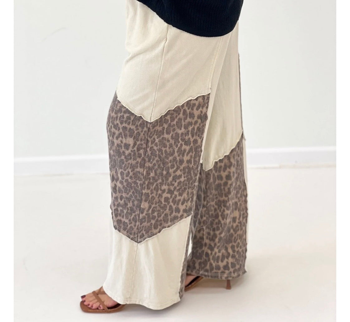 J Her Mineral Washed Leopard Wide Leg Pants