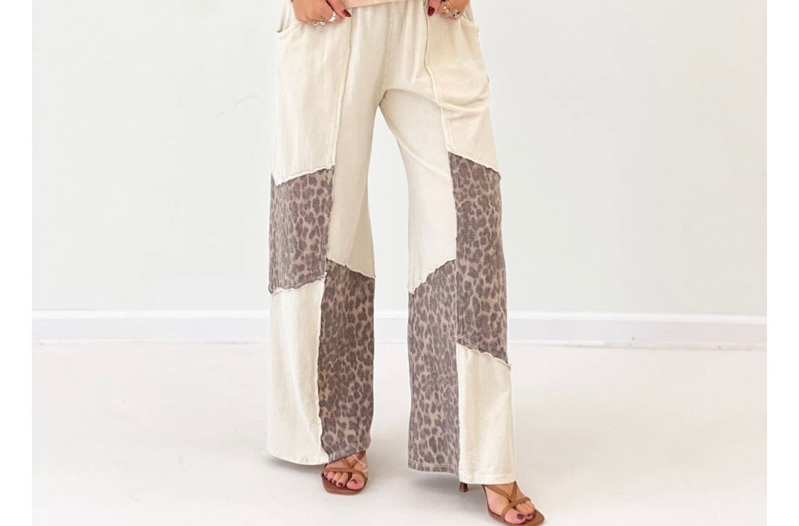 J Her Mineral Washed Leopard Wide Leg Pants