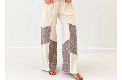 J Her Mineral Washed Leopard Wide Leg Pants