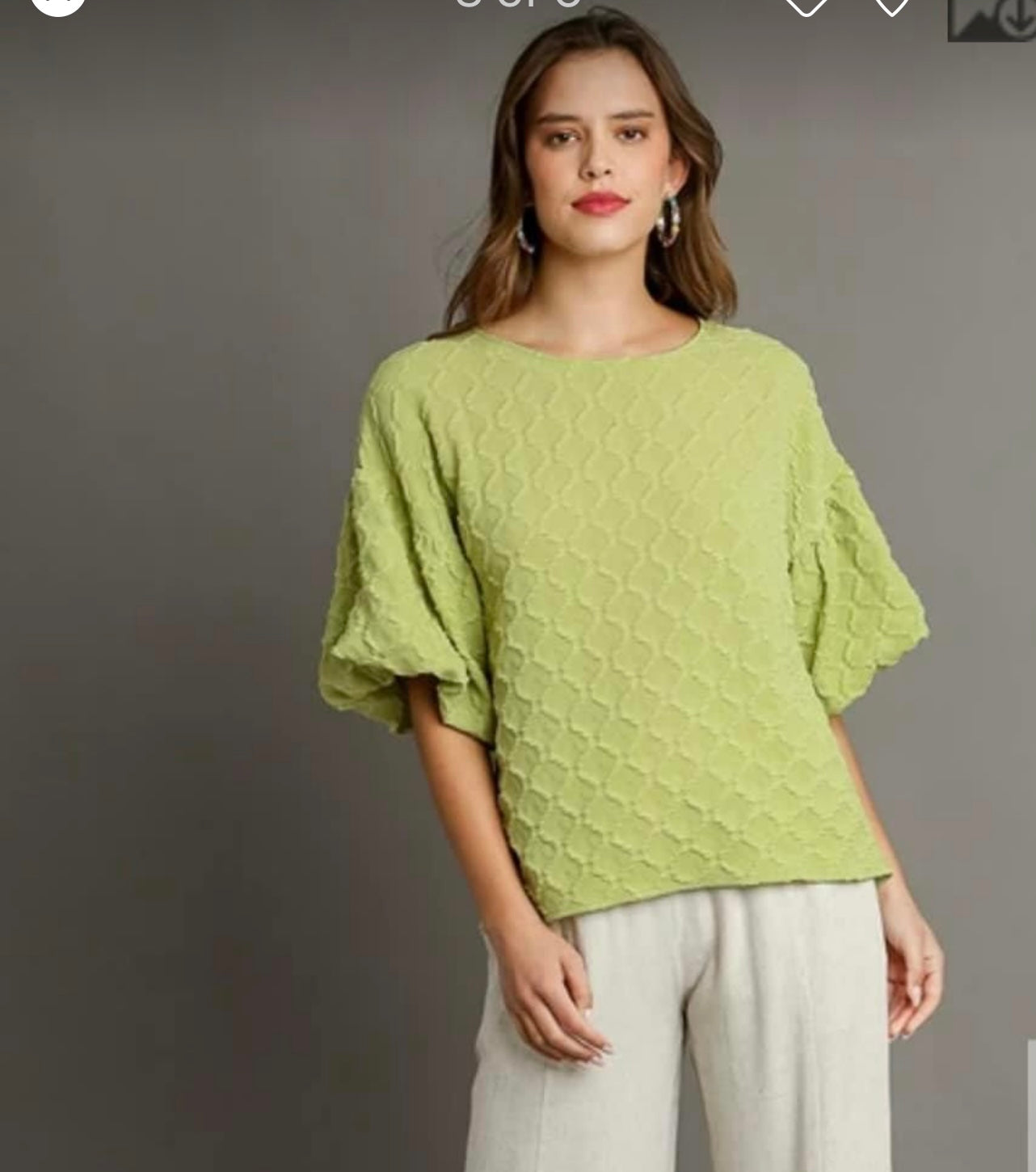 Lime Round Neck Textured Top Umgee