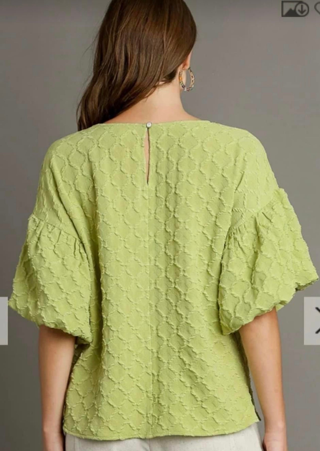 Lime Round Neck Textured Top Umgee