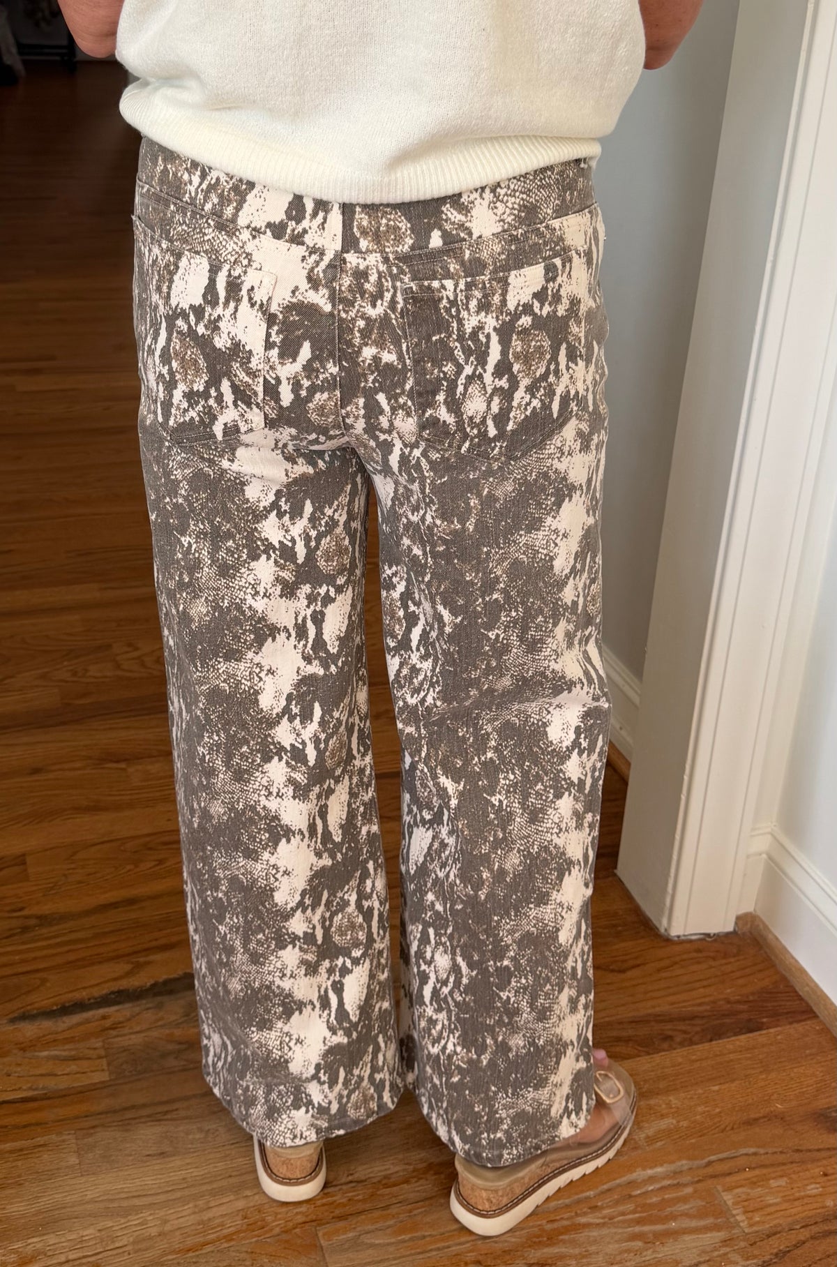 Snake Print Wide Leg Denim