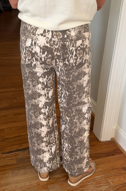 Snake Print Wide Leg Denim