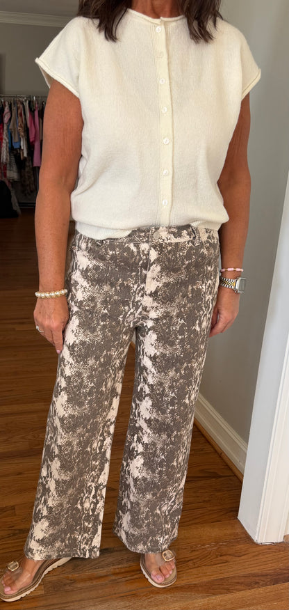 Snake Print Wide Leg Denim