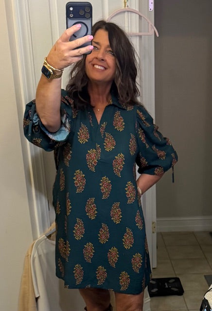 Floral Print Detailed Dress Green